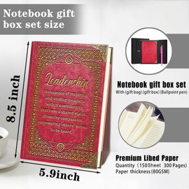 Leadership Gift Leadership Definition A5 Notebook with a Pen Gift Bag and Gift Box Mentor Gift Boss Gift Leader Appreciation Gift,1 Pack (Red), (Leadership-RedCA)