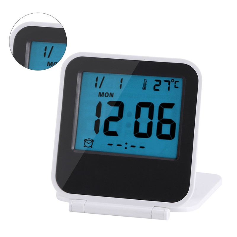 Portable Foldable Tabletop Travel Digital Alarm Clock with Temperature Calendar