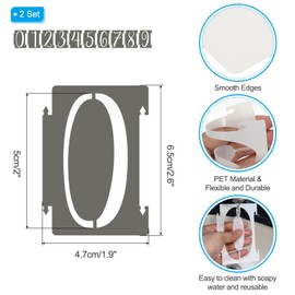 PATIKIL 20Pcs 2 Inch Large Number Stencils, 0-9 Address Number Stencil, Reusable Plastic Digital Templates for Crafts Drawing Stencils Templates White