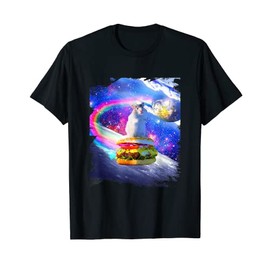 Rainbow Space Hamster Riding Burger T-Shirt