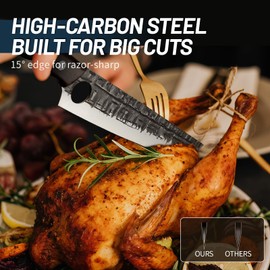 TIJERAS Brisket Carving BBQ Knife, 9.4 Inch Meat Slicing Trimming Knife, Hand Forged Full-Tang Slicer Knives for Meat Cutting Turkey Ham, Gifts for Men Women