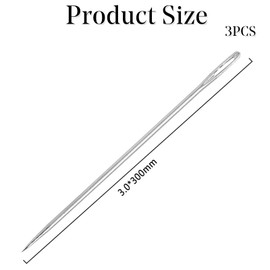 3PCS 12 Inch Large Eye Hand Sewing Needles Professional Long Upholstery Needles for Home Crafts Projects Doll Making Tufting