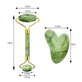 Zcbzbn Gua Sha Stein Und Gesichts-Roller-Werkzeug, Jade-Roller-Set, Hautpflege-Tool GesichtsmassagegeräT, Gua Sha Set FüR Straffende Gesichter, Augen Schwellungen, Gesichtsmassage, GrüN