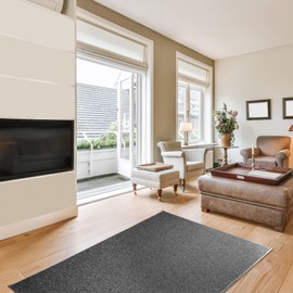 Furnish my Place Modern Indoor/Outdoor Solid Gray Rug, Modern Area Rug, Home Decor Mat, Pet-Friendly Carpet for Living Room, Dining Room, Bedroom, Made in USA - 2' x 14' Runner