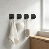 Leezmark 8 Pack Square Self Adhesive Towel Hooks, Black Aluminum