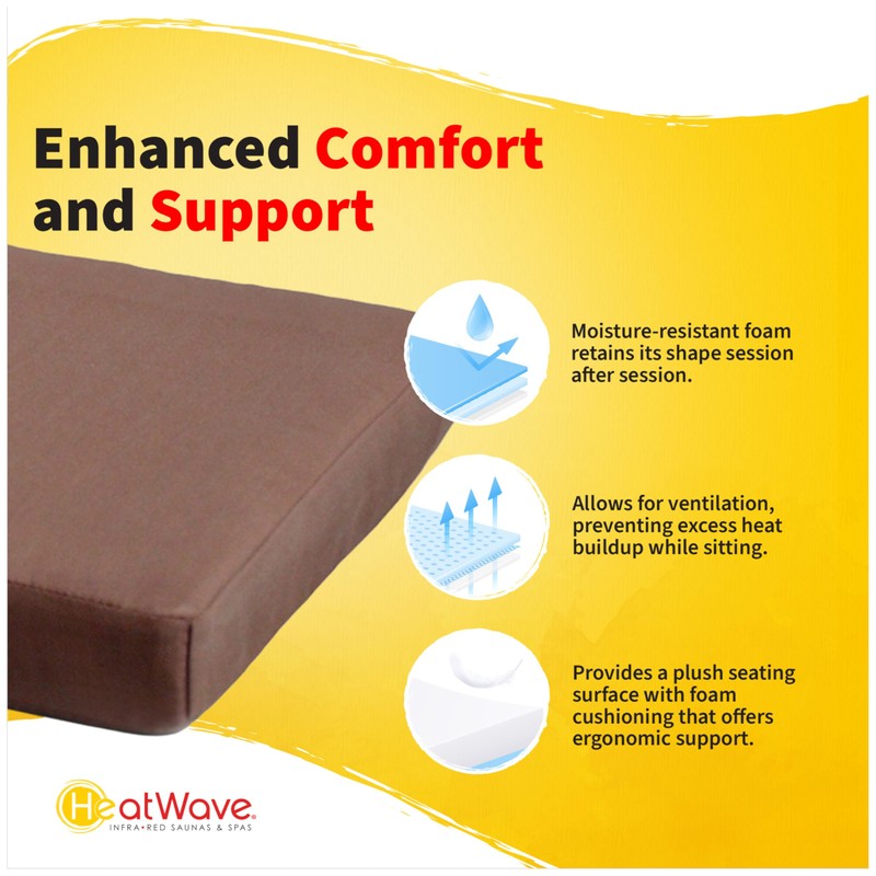 Blue Wave Seat Cushion for 2-Person Sauna - Brown