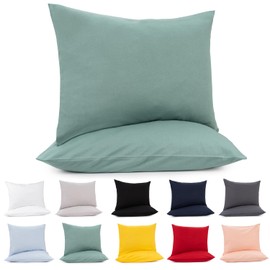 Lotusein Cushion Cover 50 x 70 cm (Set of 2) – Green – 100% Jersey Cotton 175 g/m² Cushion Covers – Cushion Cover for Cushions with Zip – Oeko-Tex Certified