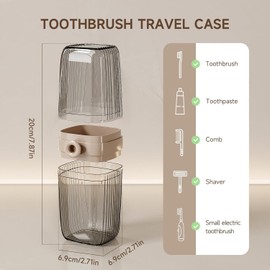 ZORGONS Toothbrush Travel Case, 2 in 1 Toothbrush Holder and Rinse Cup, Large Capacity Toothbrush Cup with Cover, Portable Travel Toothbrush Holder for Traveling, Camping, Trip - 1Pcs