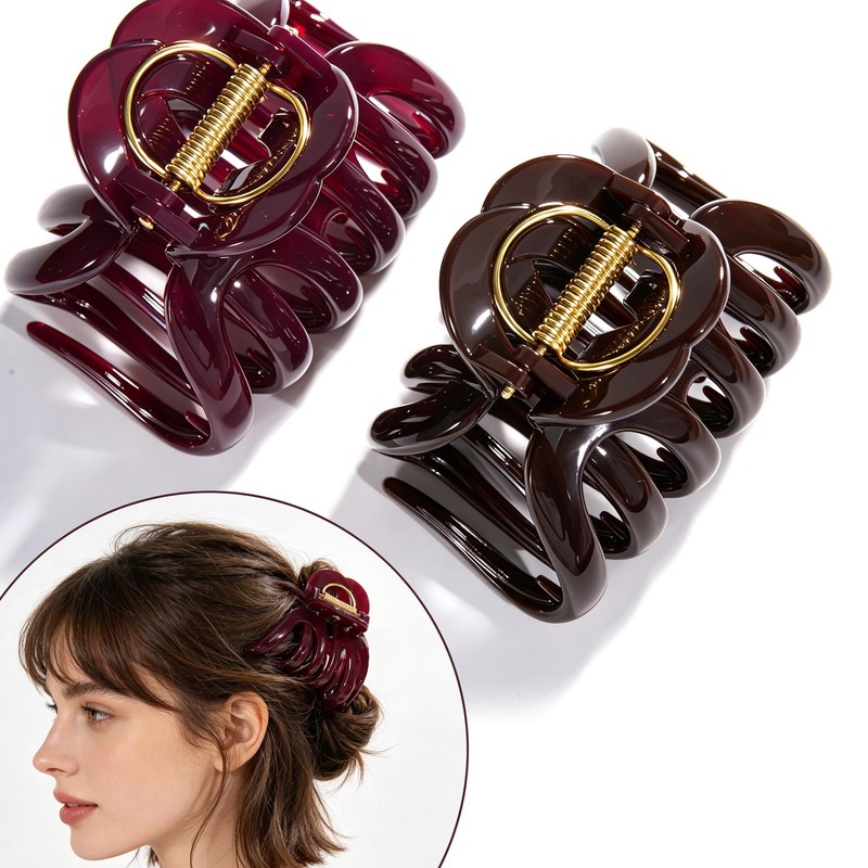 Large Claw Clips for Thick Hair 2 Pcs, 3.66 Inch