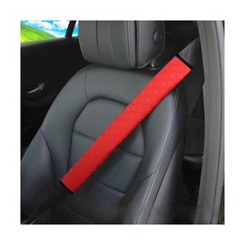 KHGUZ 2PCS Car Seatbelt Cover, Soft Leather Vehicle Safety Seat Belt Strap Cushion, 19.7 Inch Comfortable Auto Shoulder Neck Chest Protection Pads Accessories, Universal for Most Cars (Red)