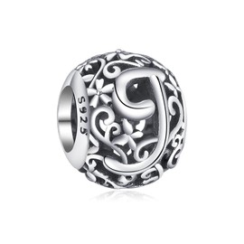 Annmors Women's Letter A–Z Charms for Bracelet 925 Sterling Silver Pendant Vintage Alphabet Bead Spell the Word Collection, Cubic Zirconia