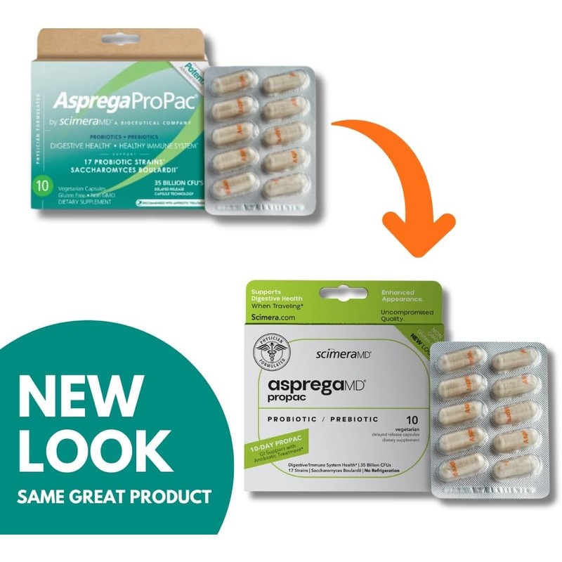 ScimeraMD® Asprega ProPac Probiotics and Prebiotics Supplement for Digestive Health