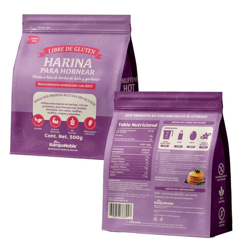 KampoNoble Harina para Hornear sin Gluten y Endulzada con Dátil