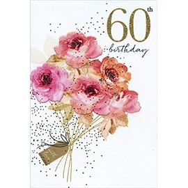 Pictura Shimmering Rose Bouquet Sara Miller Feminine 60th Birthday Card for Her/Woman