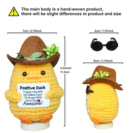 WAVGR Positive Duck Crochet Duck Animals, Cute Mini Knitted Desk Decor Gifts, Positive Potato, Family Man Friends Festival Birthday Christmas, Valentine's Day, Graduate Thanksgiving, New Year's Gifts