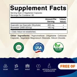 Vitamatic Quercetin with Bromelain – 120 Vegetarian Capsules - 2 Pack