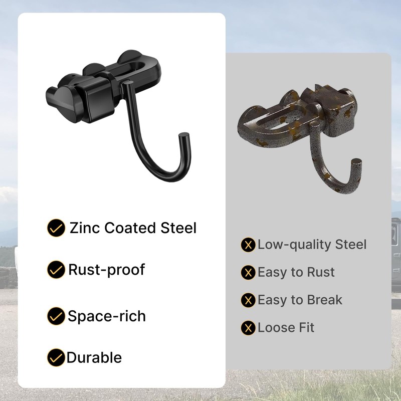 vandrabase 4Pcs L Track J-Hook Double Stud Tie Down Fitting,
