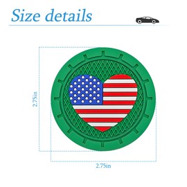 AUCELI 2 Pack Car Cup Holder Coasters, Colored American Flag US Flag Insert Car Cup Coaster, 2.75 Inch Anti Slip Shockproof Embedded Drink Mat, Vehicle Interior Decor Accessories