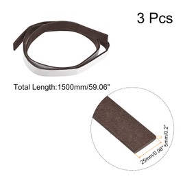 uxcell Felt Furniture Strip Rolls, 59-inch x 1-inch Self Adhesive Cuttable Anti Scratch Floor Protectors for Furniture Legs Hardwood Floor, Brown 3Pcs