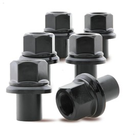 PSGSP Two-Piece 28mm Sleeve Flanged Wheel Nuts 6PCS, M22x1.5 Hex:33mm Black for Heavy Duty Truck Semi Truck Fit Dual Alcoa Aluminum Wheels with Hub Piloted Seat & 26mm Bolt Hole Size