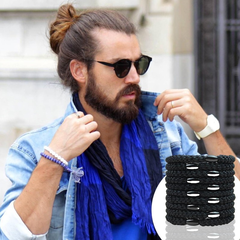 MOTIBACK Pack of 10 Braided Hair Ties for Men and
