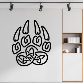 Vinyl Wall Decal Sketch Oof Veles Bear Paw Tribal Footprint Tattoo Stickers Mural (g9919) Black