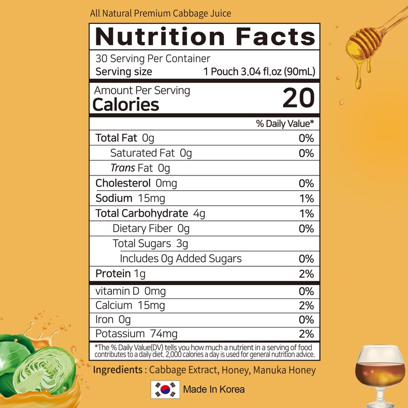 TerraPick Green Cabbage Juice Sweetened with Manuka Honey - Natural