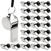 Sopoloray 24 Pack Stainless Steel Whistles with Lanyards,Professional Loud Referee