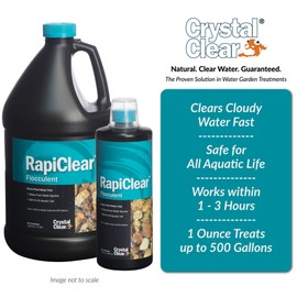 CrystalClear RapiClear Liquid Flocculent - Pond Water Clarifier - 16 Ounces Treats Up to 8,000 Gallons