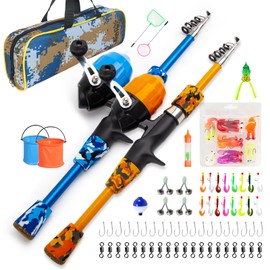 Kid Fishing Pole,Small Fishing Pole and Reel Combo Portable Telescopic Kids Fishing Kit for Girls, Boys, Youth