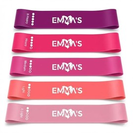 EMMA'S Ligas de Resistencia para Ejercicio Bandas Elásticas de Látex Natural 5 Niveles – Antideslizantes para Glúteos, Piernas y Brazos – Yoga, Pilate