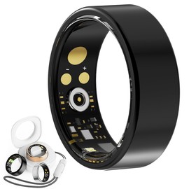 ailyfu Smart Ring for Women Men, Fitness Tracker Ring with Sleep and Heart Rat Monitor, Health Ring with Steps, Distance & Calorie Count, IP68 Waterproof (Black, 10#)