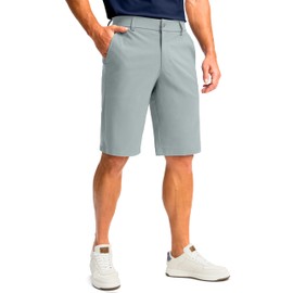 Pantalones cortos de golf para hombre con 5 bolsillos, entrepierna de 11 pulgadas, elásticos, secado rápido, casual, vestido de trabajo para hombre, Gris claro, 36