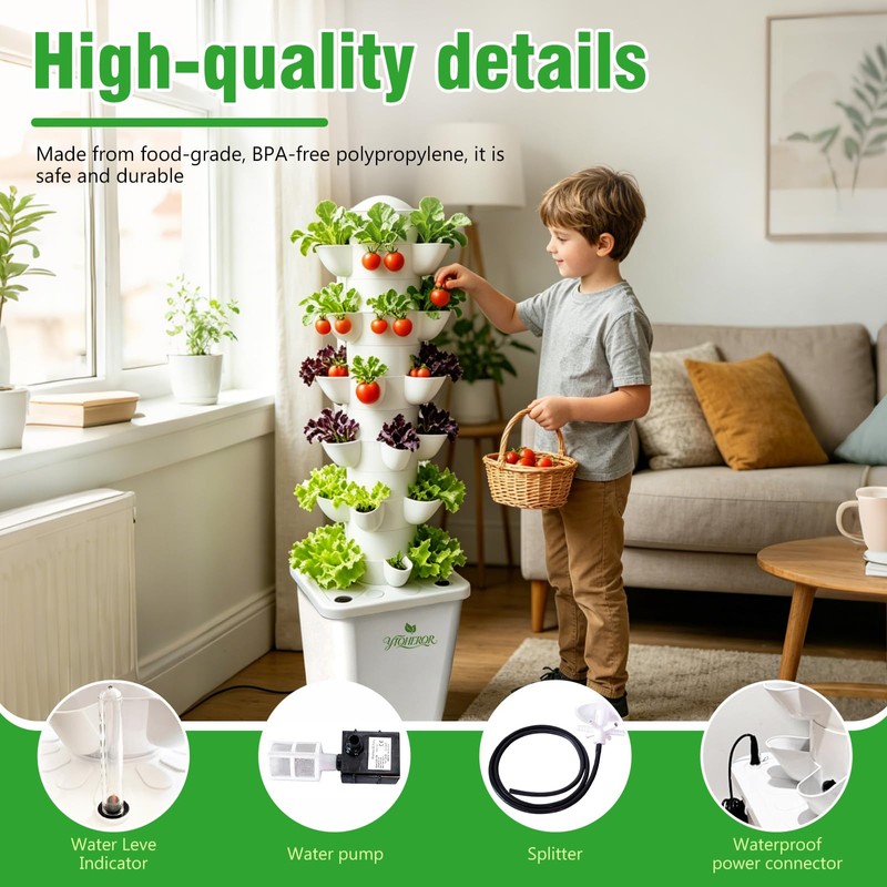 YTQHERQR Hydroponics Tower Indoor Growing System Vertical Garden Planter Indoor