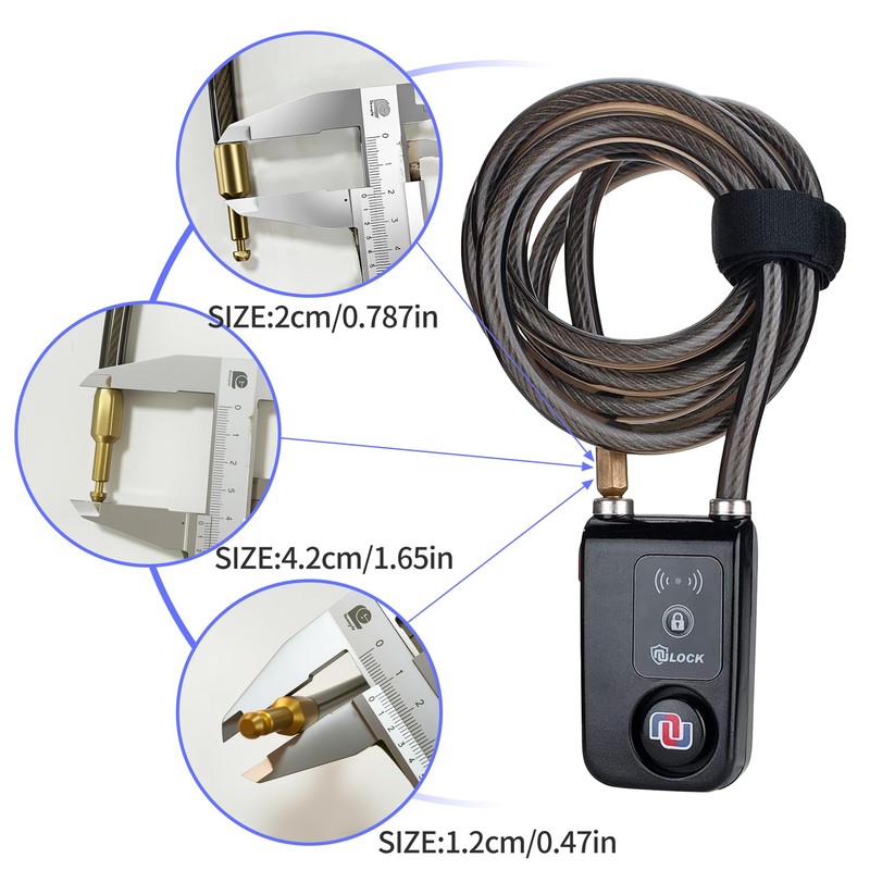 NUNET Bluetooth Bike Lock, NULOCK Anti-Theft Waterproof 71in Steel Cable,
