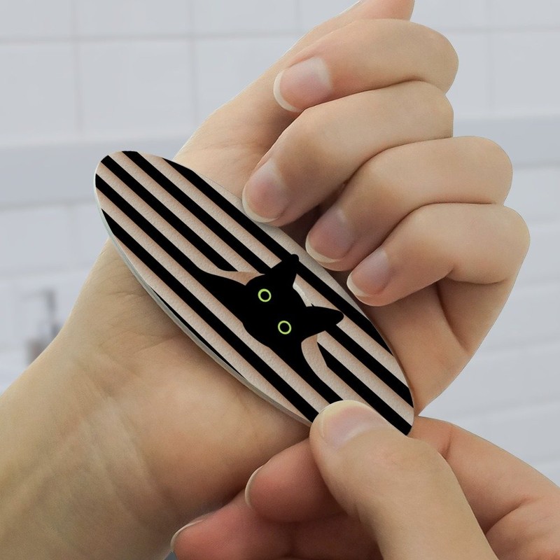 Black Cat In Window Double-Sided Oval Nail File Emery Board