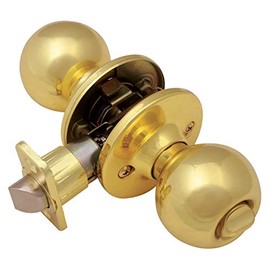 Design House 782920 Ball 2-Way Adjustable Privacy Door Knob, Polished Brass