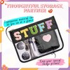 Bolsa de cosméticos, 2 bolsas de maquillaje con letras, Negro