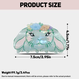 Easter Fun Hair Clips,Funny Cute Bunny Flower Wreath Rabbit Claw Clips, Adorable Floral Rabbit Cartoon Acrylic Hair Clip Artistic Hair Accessories for Women and Girls, Green Bunny