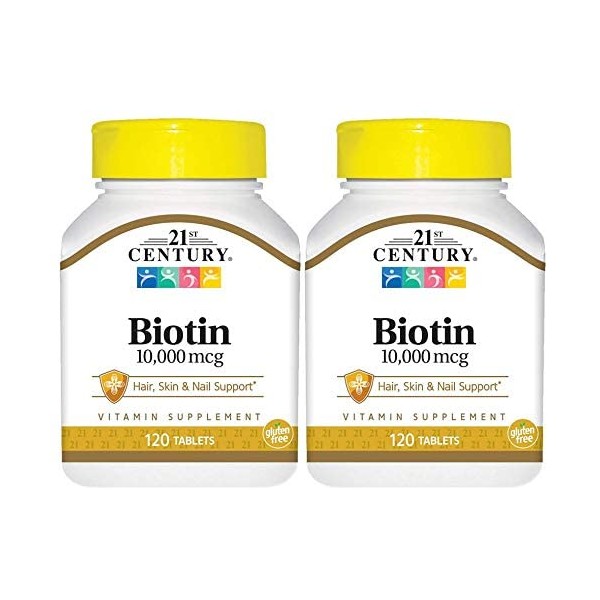 21st Century Biotin Tablets, 10,000 mcg,2 Count