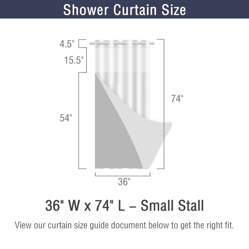 Gibelle Small Stall No Hook Shower Curtain with Snap-in Fabric