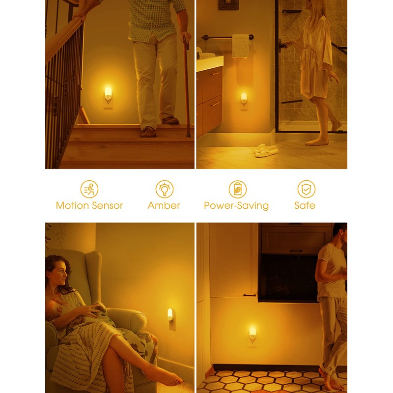 L LOHAS LED Amber Night Light, 2 Pack, Night Lights