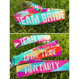 Team Bride Multi Coloured Hen Party Wristbands (Pack of 10) lockdown festival Hen Party Favours
