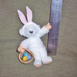 Dan Dee TEDDY BEAR CLIP-ON WHITE BUNNY EARS EASTER EGG BASKET:SOFT-CU