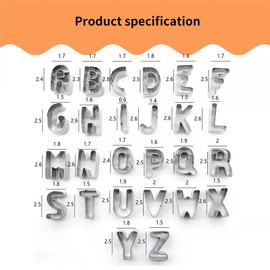 Alphabet Stainless Steel Cookie Cutters, Letter Cutters, Stainless Steel, Pack of 36 Letters and Numbers Cutters, Letter Cutters A-Z, Cookie Cutters, Letters Cookie Mould, Stainless Steel Cookie