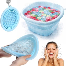 2PCS Tazn Facial Para Bao de Hielo, Bol de Hielo Facial Plegable Con Bandeja de Hielo Integrada, Lavabo Facial de Hielo de Silicona, Para Crioterapia 