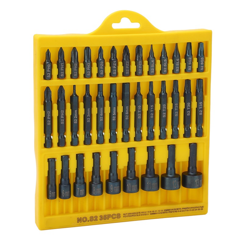 35Pcs Screwdriver Bit Set Magnetic S2 Steel 1/4in Hex Shank