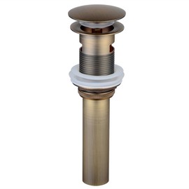 Pop Up Drain Stopper with Overflow, Beelee Bathroom Vanity Vessel Sink Drain, Antique Brass Finish