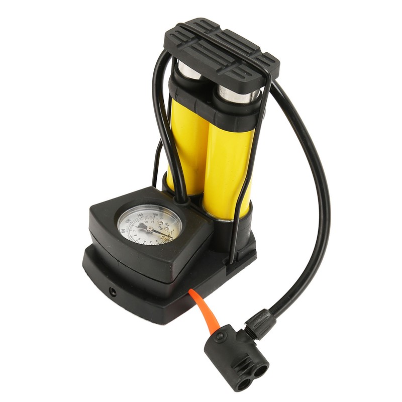 Double Barrel Foot Pump Fast Efficient Multifunction Portable Bike Floor