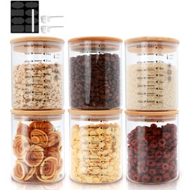 27 oz Glass Storage Containers with Lids, Sealed Food Jars Kitchen Jars for Tea, Spices, Flour, Coffee Beans, Pasta or Gift Giving, Pack of 6